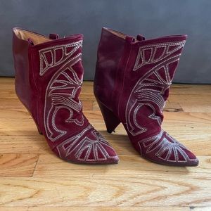 Isabel Marant embroidered cowboy style ankle boot